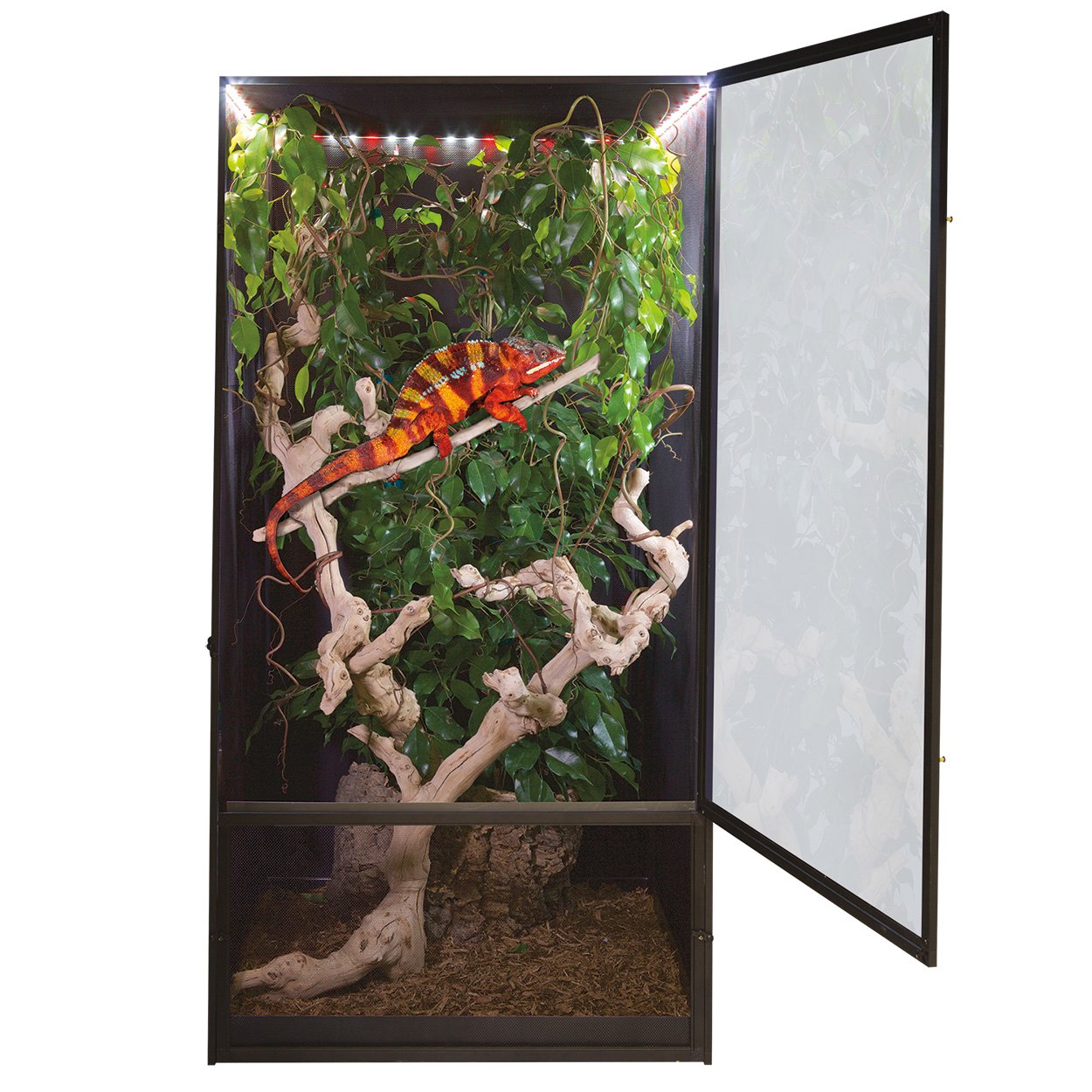 Zoo Med ReptiBreeze LED Deluxe Open Air Aluminum Screen Habitat, X-Large 24 L x 24 W x 48 H