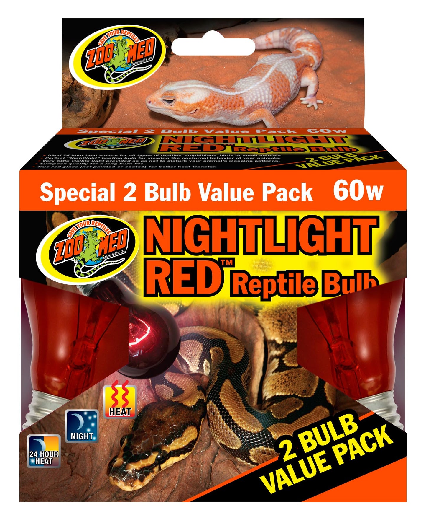 Zoo Med Nightlight Reptile Bulb, 60-watt, Red