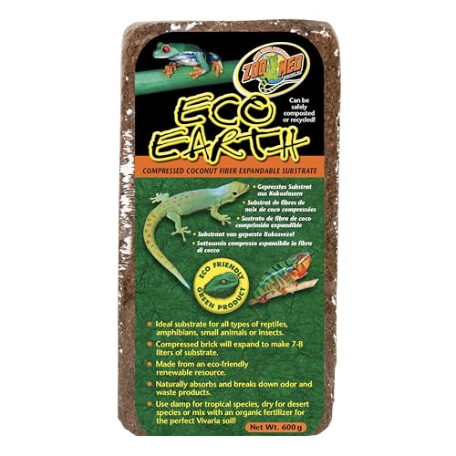 Zoo Med Eco Earth Compressed Coconut Fiber Substrate Reptiles 1 Brick - 3 Pack