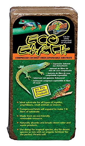 Zoo Med Eco Earth All-Natural Loose Coconut Fiber, Safely Composted, Tropical Substrate for Reptiles (8 Quarts, 2-Pack)