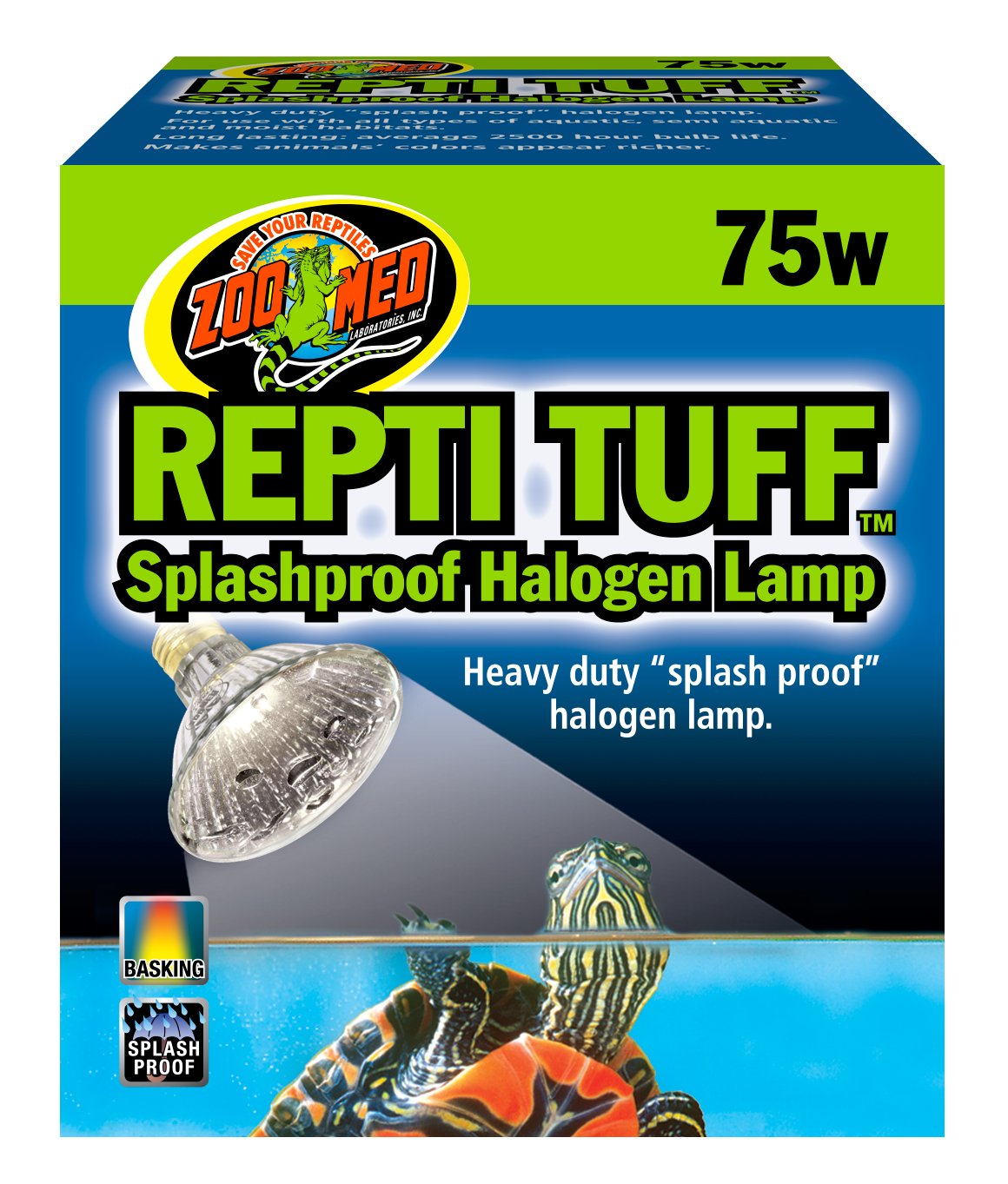 Zoo Med Turtle Tuff Splashproof Halogen Lamp 75 Watts