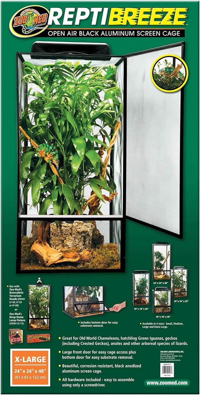 Zoo Med ReptiBreeze Open Air Screen Cage, Small, 16 x 16 x 20-Inches