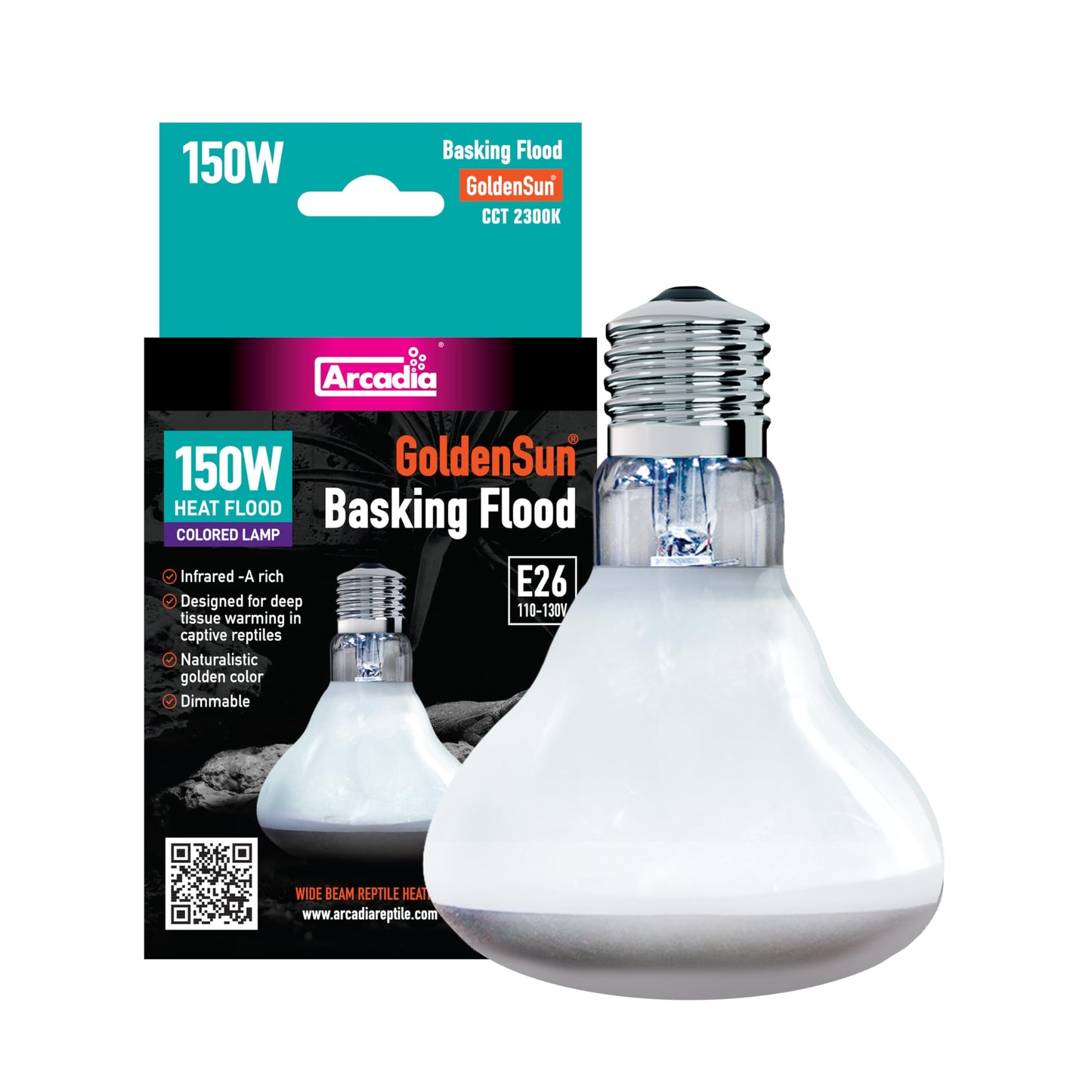 Arcadia Golden Sun 150W Reptile Basking Flood Lamp