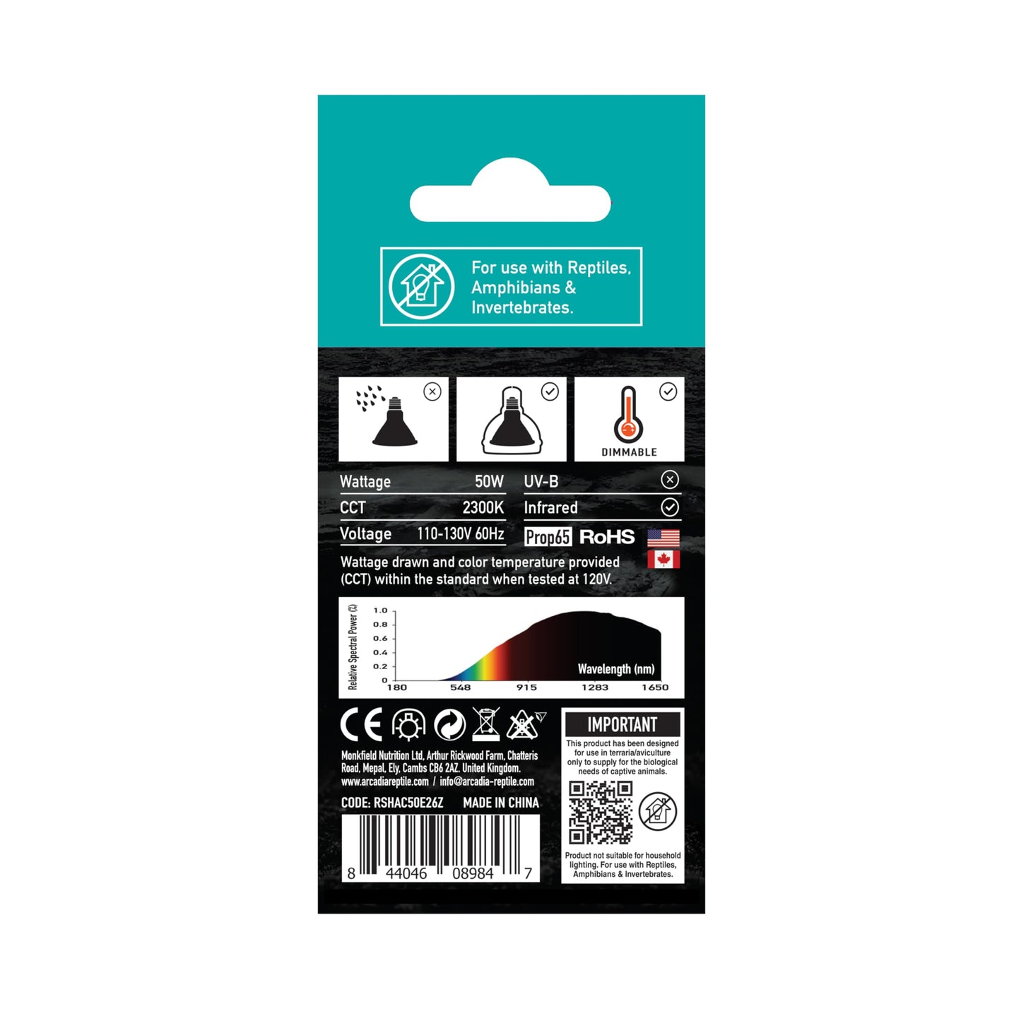 Arcadia Golden Sun Basking Halogen Lamp-50 Watt