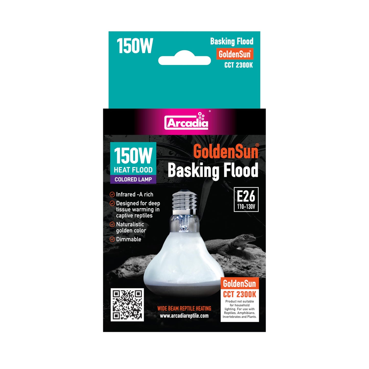 Arcadia Golden Sun 150W Reptile Basking Flood Lamp