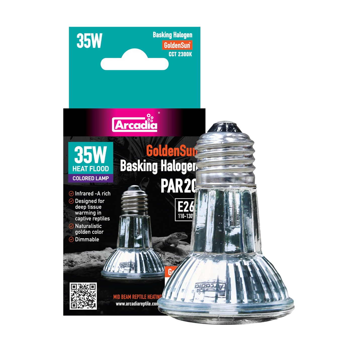 Arcadia Golden Sun Basking Halogen Lamp-35 Watt