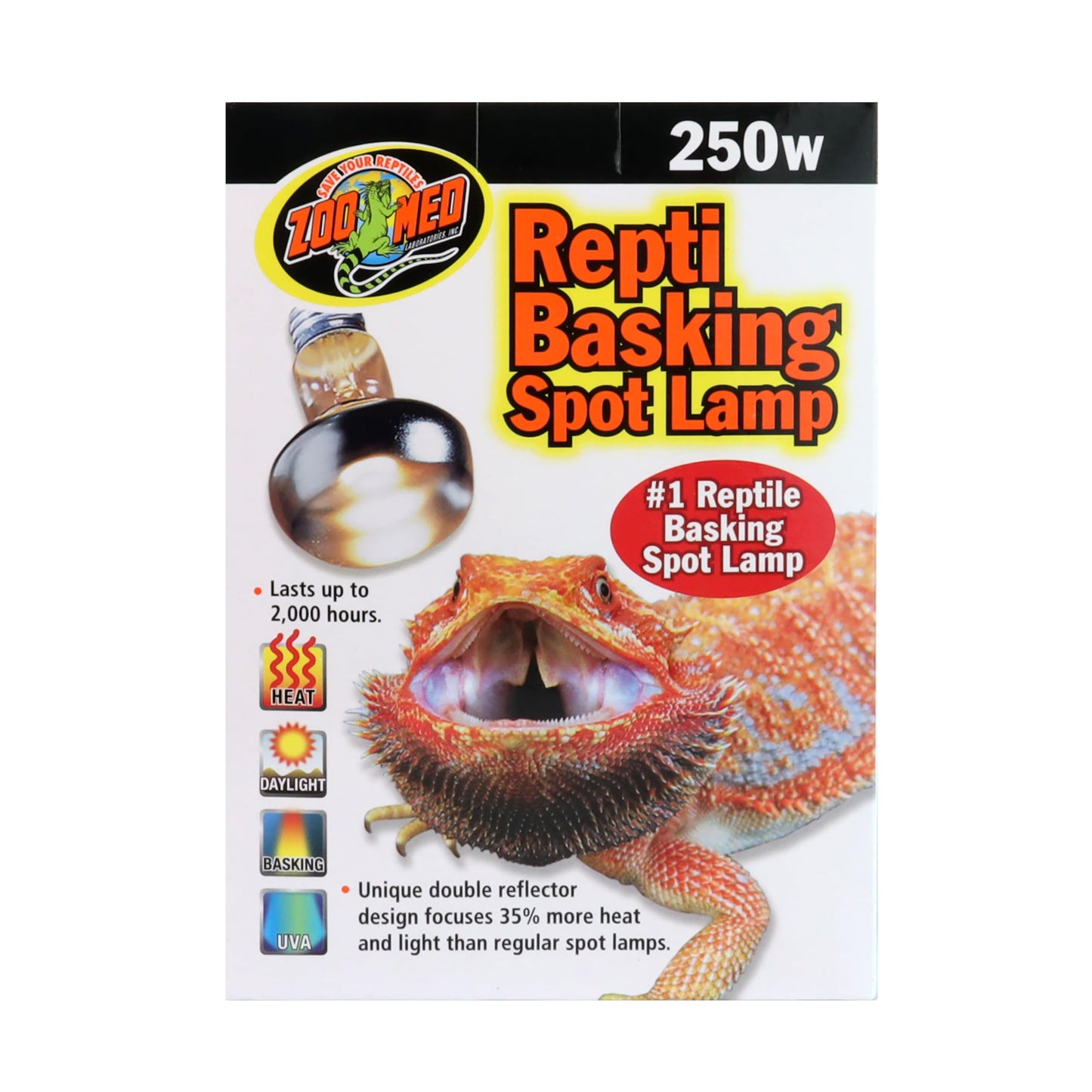 Zoo Med Reptile Basking Spot Lamp 250 Watts, Whites &Amp; Tans