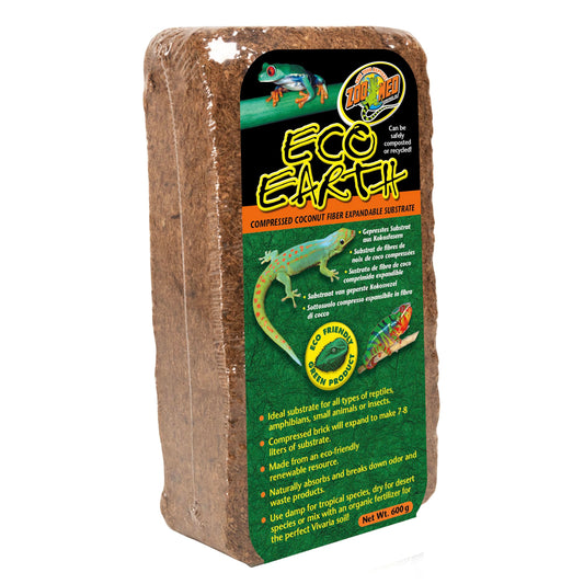 Zoo Med Eco Earth Compressed Coconut Fiber Substrate Reptiles 1 Brick - 3 Pack