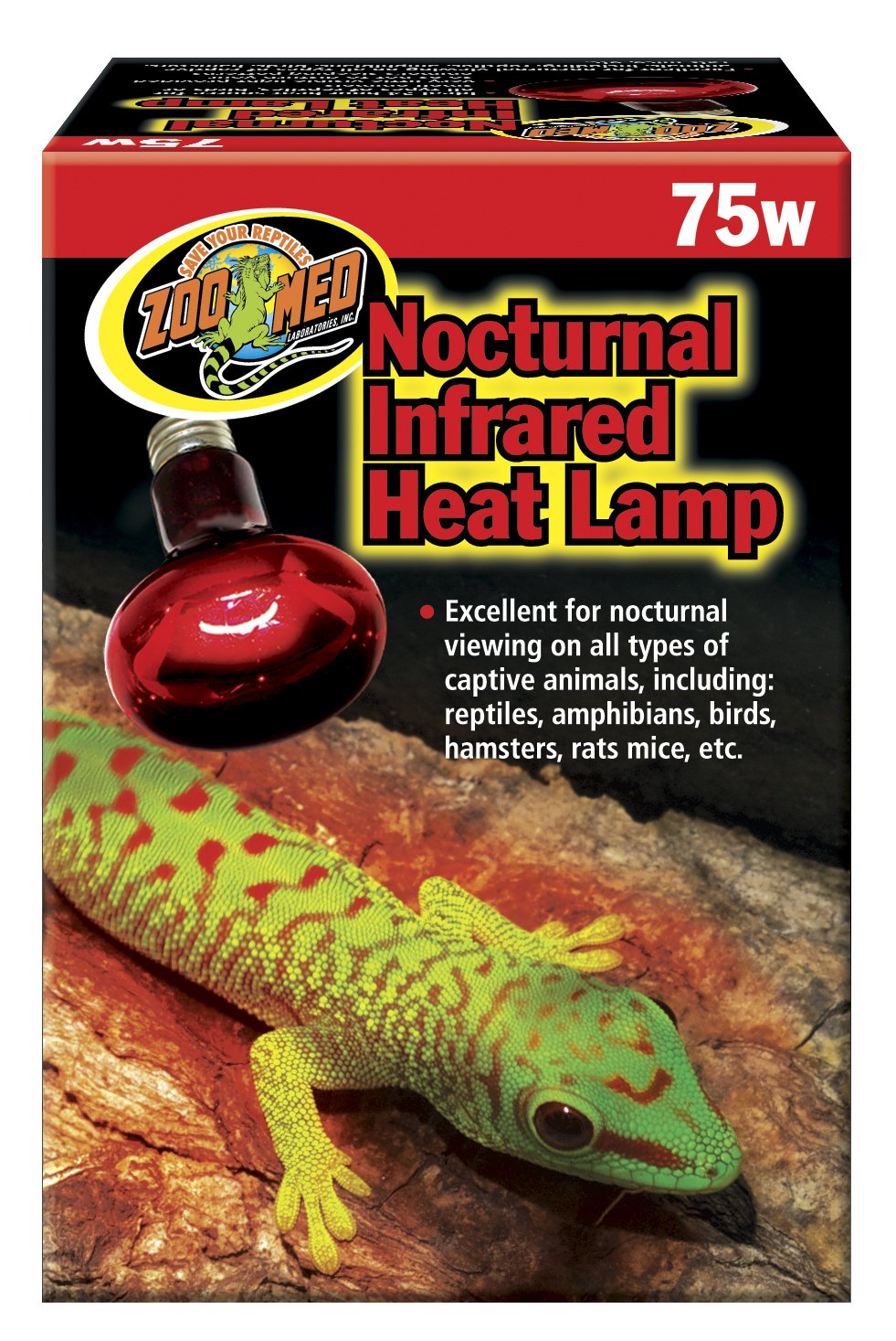 Zoo Med Nocturnal Infrared Incandescent Heat Lamp 75 Watts