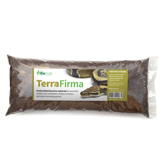 The Bio Dude Terra Firma Bioactive Reptile Substrate 6 quarts for terrariums and vivariums. Bioactive Habitat Substrate for Ball Pythons, Fat Tail Geckos, Milk Snakes, King Snakes and Monitors