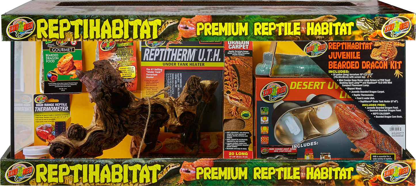 Zoo Med ReptiHabitat Juvenile Bearded Dragon Kit - 20 gal Long, Black
